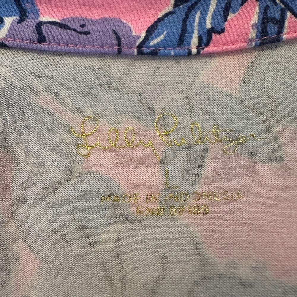 Lilly Pulitzer Pink and Blue Floral V-Neck Dress - Picture 11 of 13